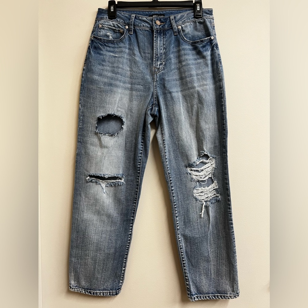 Sincerely Jules Distressed Boyfriend Ankle Length Baggy Jeans - Medium Wash 9/29